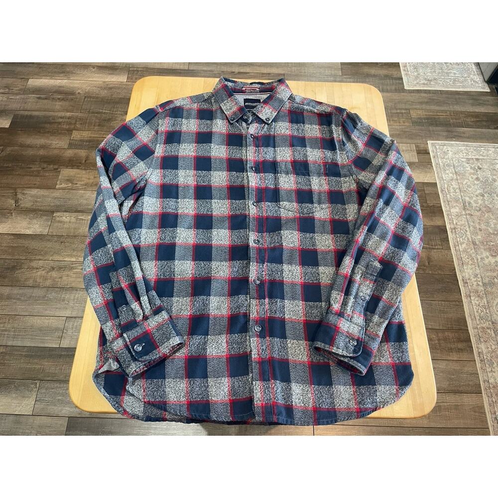 Denim & Flower Ricky Singh Flannel Shirt Gray Plaid Cotton Button-Down M Slim Fi